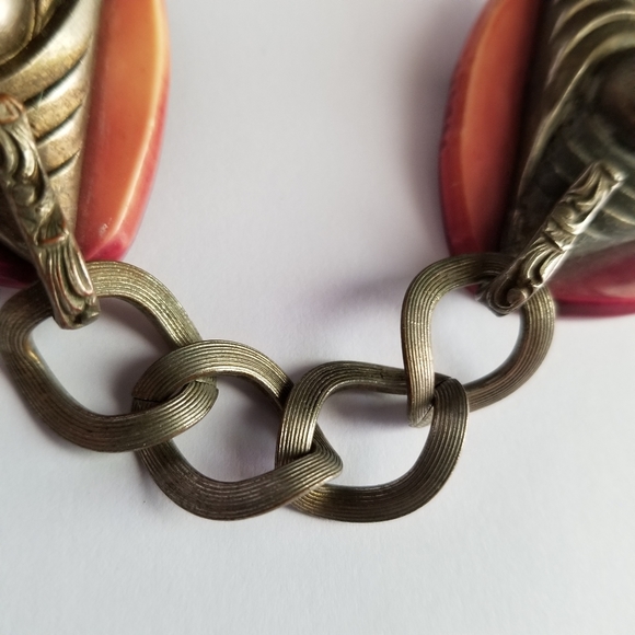 Relisted - Vintage Art Deco cloak clasp rust orange autumn fall early plastic - Picture 7 of 16